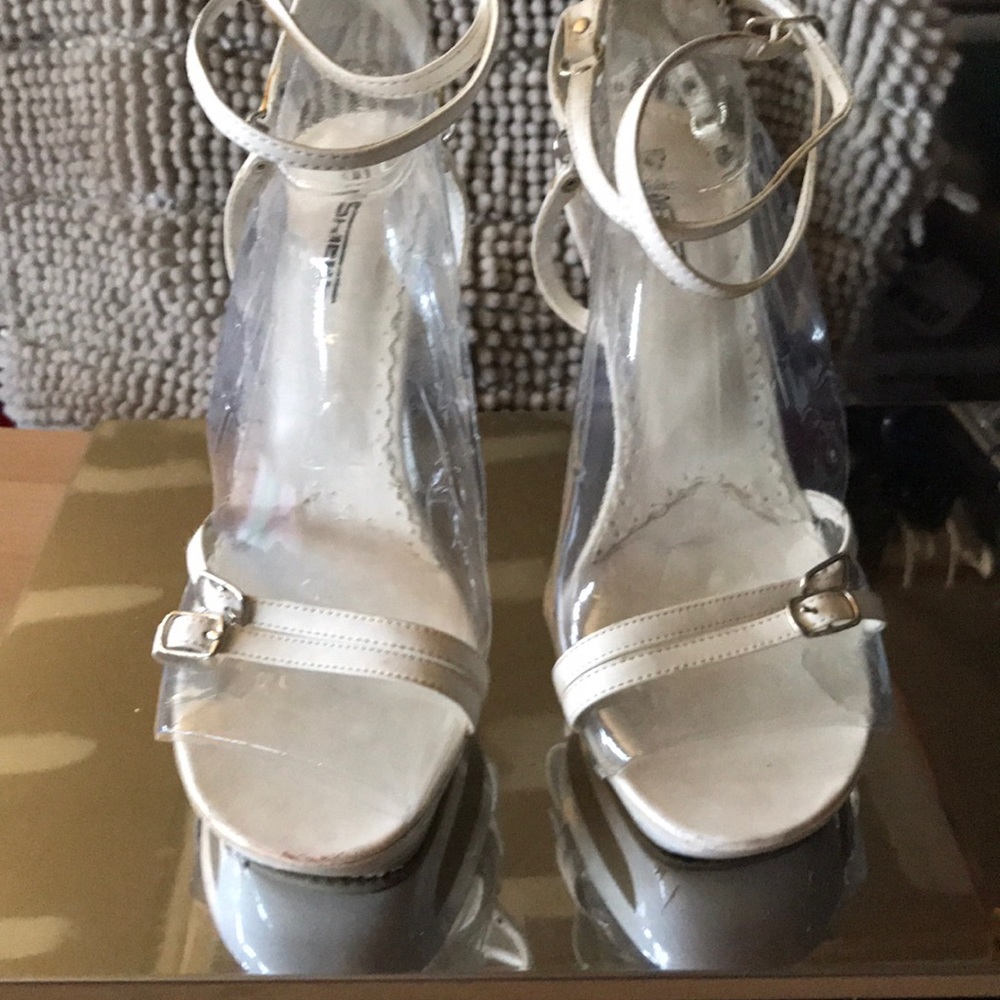 White strappy heels